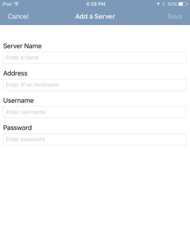 Configuring Ocularis 5 Mobile Ocularis 5 Mobile User Guide Tap to add a server Figure 7 Add a Server (ios) 7. Enter a Server name to identify the Ocularis Media Server you will connect to.
