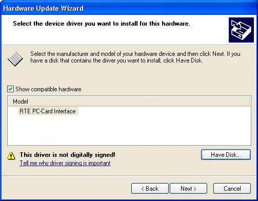 7) In the dialog box shown below, click the Hard Disk button.