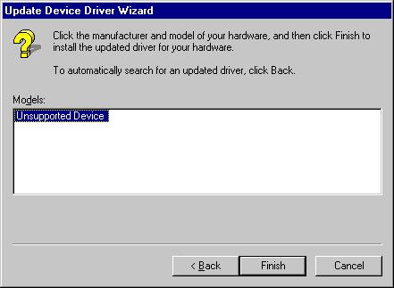 5) The Update Device Driver Wizard dialog box appears. Click "No, select driver from list", then click the Next> button.