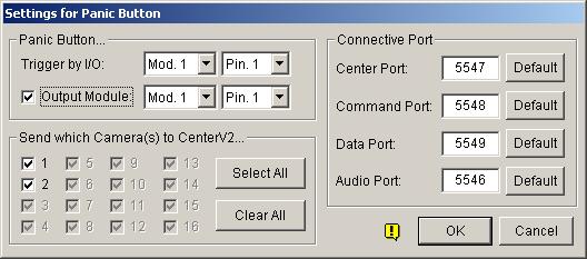 Chapter 9: Central Monitoring by Center V2 Send to Center V2 when I/O is Triggered: Notifies Center V2 on I/O activation.