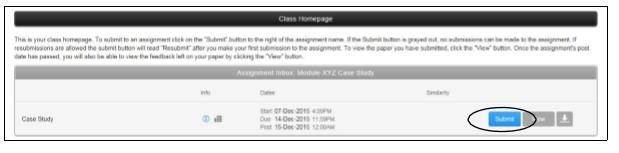 Click on the class name for the piece of coursework you wish to submit After you click on the class name, you will see information about your coursework.