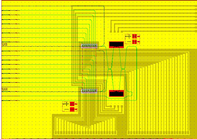 Figure 5-2: GDS layout of the 2x2 PLATON router A closer view of the double ring