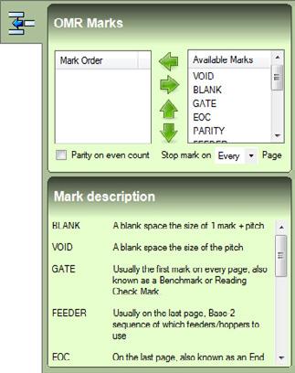 MANAGING OMR CONFIGURATIONS OMR Mark Settings OMR mark settings appear on the Select Marks sub-tab (Fig. 37) on the OMR Marks tab (Fig. 30).