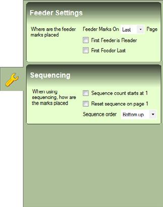 MANAGING OMR CONFIGURATIONS Feeder Settings OMR mark feeder settings appear on the Feeder sub-tab (Fig. 44) on the OMR Marks tab (Fig. 30). Fig.