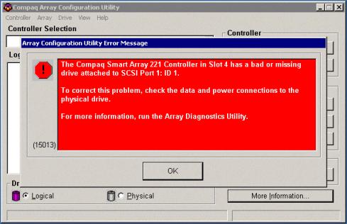 Drive Array Advanced Diagnostics (DAAD) lists all failed drives. An online version of DAAD is also available in Microsoft Windows NT and Windows 2000 environments.