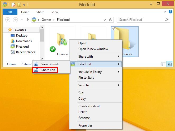 How to Share with Third Parties in Filelcoud In addition to sharing files and folders with third parties in the web portal, you can also share items directly from your local machine.
