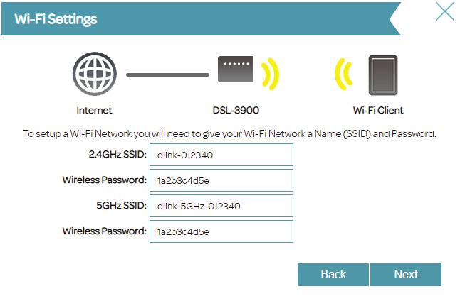 Section 3 - Getting Started Setup Wizard (continued) Create a Wi-Fi SSID and password for both the 2.4 GHz and 5 GHz wireless networks.