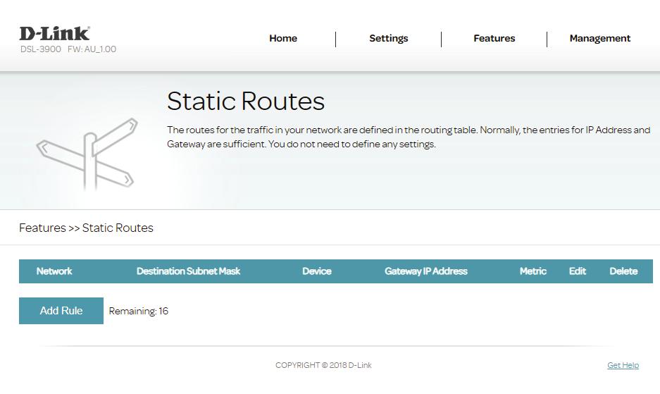 Section 4 - Configuration Static Route The Static Routes section allows you to define custom routes to control how data traffic is moved around your network.