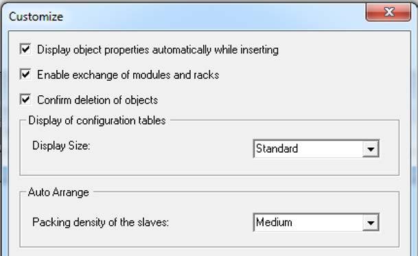 Placing SITOP UPS1600 1. Open the "HW Config" window. 2. Select the "Options > Customize..." menu command.