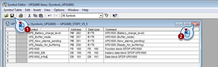 Parameterizing the SITOP UPS1600 6.