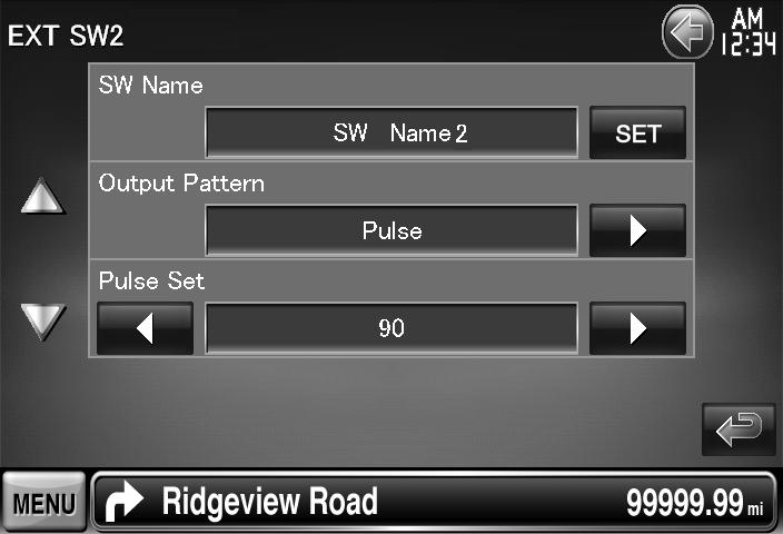 Display the EXT SW Setup screen Touch [ ] > [ ] > [System] > [EXT SW]. (page 66) Perform EXT SW Setup Sets the Monitor angle. [Memory] Stores the current monitor angle as the angle during power off.