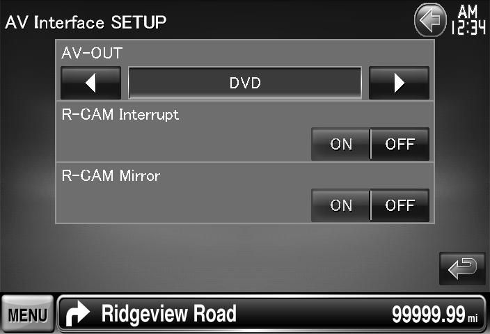 [On Screen AV-IN] Sets an on-screen display of the AV-IN playback screen. ( "Auto") "Auto": Information is displayed for 5 seconds when updated.