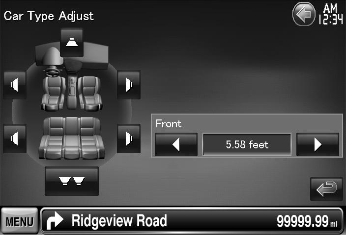 surround effects. Speaker Location setup Display the Speaker Location Setup screen Set the speaker locations Sets up the car type you use together with this unit.