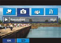 The Picture Mode submenu contains 1 option, Resolution,for you to adjust the camera setting. Picture Resolution 1.