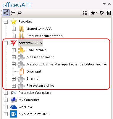 Note: With the Metalogix Archive Manager Exchange Edition archive connection you may access your old MAM shortcuts in officegate.