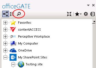 Searching in officegate By using the search filter the user may quickly find the document what he is looking for.