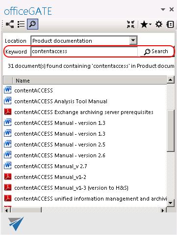 31 documents have been found, of which title or text contains phrase contentaccess. Searching on the local disks indexing options If the user selects My Computer from the Location dropdown list (i.e. he is searching for a document that is located on a local disk) the Options button appears on the search page.