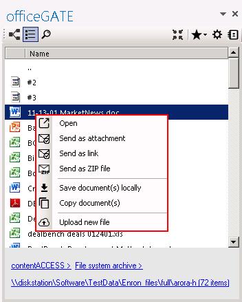 The table below gives a general overview about the file s context menu options using different providers.