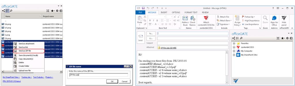 1: Select the files and click on Send as ZIP 2: Rename the ZIP 3.