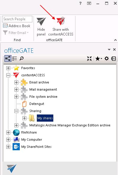 4. If contentaccess is connected with officegate, you can share files.