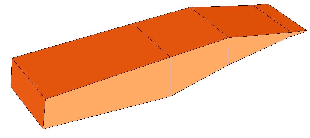 Figure 7. Simplified wing tip: Start polyhedron for the Catmull-Clark- Method and polyhedron after three subdivision steps 4.