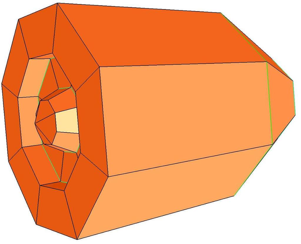 Figure 9. Approximation of an engine: Start polyhedron for the Catmull-Clark-Method and polyhedron after three subdivision steps tion evaluation.