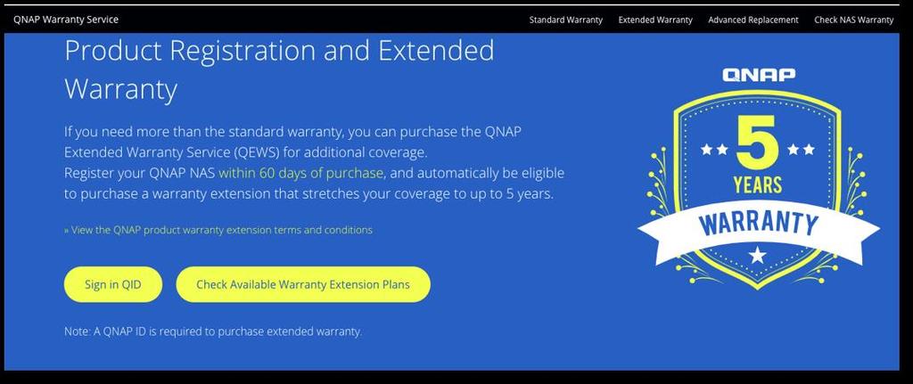 Revamped QNAP Extended Warranty 3 year standard +2 year extended warranty = Up to 5-year warranty