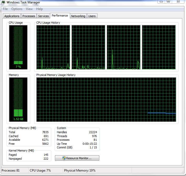 Verifying the processor usage in Task Manager 1 Press and hold the taskbar. 2 Select Start Task Manager. The Windows Task Manager window is displayed.