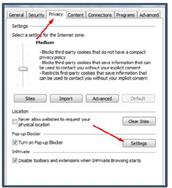Please follow the instructions below: LMS Pop-up blocker settings in Internet Explorer 1) Click on the Setting icon and then on Internet Options.
