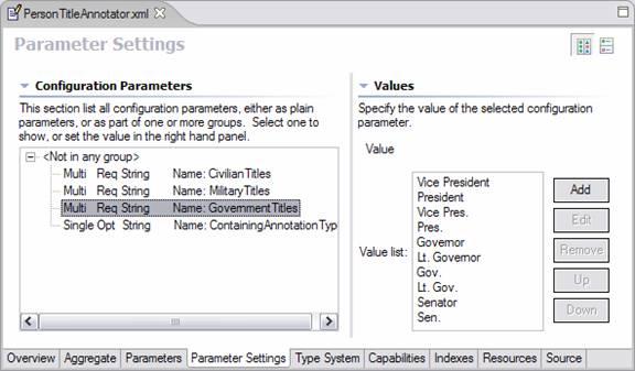 Parameter Settings Page their overrides. You can also remove groups; removing a group is like removing all the parameter definitions in the group.