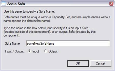 Sofa (and view) name mappings To add a Sofa name (which is synonymous with the view name), press the Add Sofa button, and this dialog appears: 1.