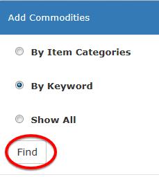 Registration Process & Vendor Profile Management 6. Next, Click on the Commodity Assignment Tab. The Add Commodities Button allows the Vendor to select the items to supply.