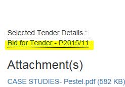 Tender Management Figure 25: Displays an Open Public tender visible to a Registered Vendor. Instructions on previewing tender documents 1. On the My Summary Page click on the Public Tender Tab.