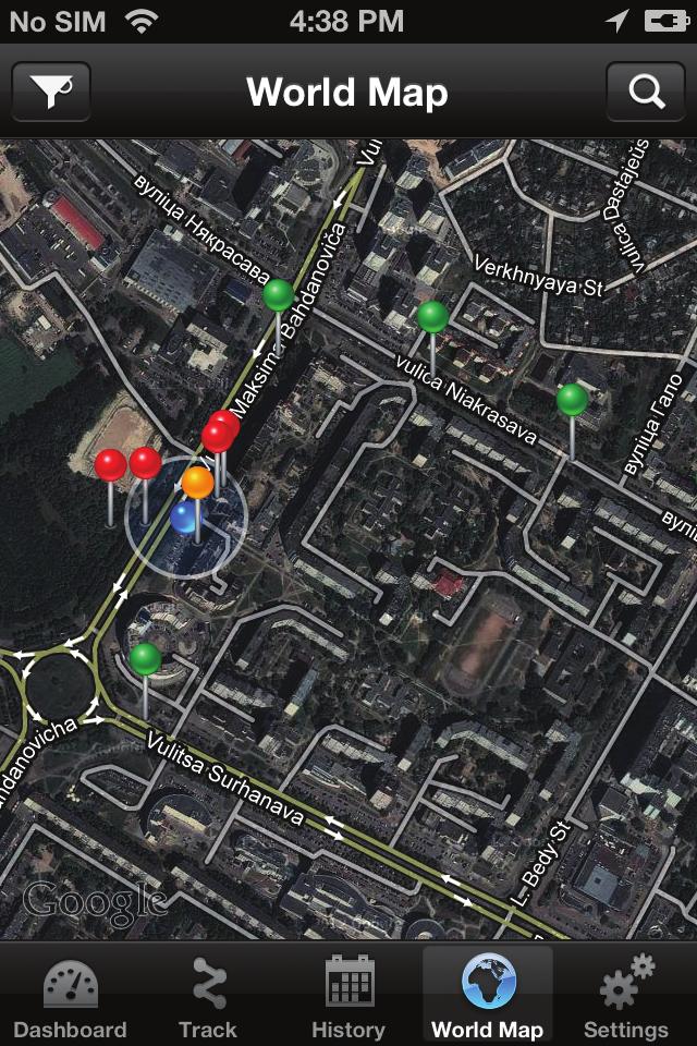 Current user location is marked on the map as a blue point.