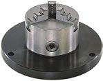 Three-jaw chuck (key operated) Useful where it is necessary to apply a higher clamping force to the workpiece than can be applied with the centering chuck.