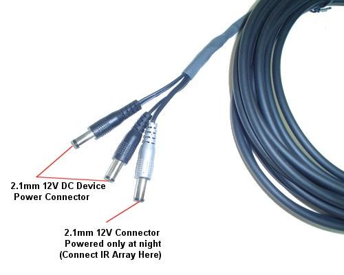 Step 3 The Power Device cable fits most standard 12V video camera, video transmitters, and IR Arrays that use a 2.