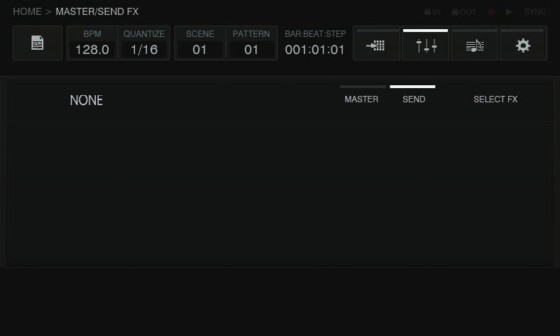 Setting the send effects (MASTER/SEND FX) Initial state SELECT FX The SEND FX selection screen is displayed as a pop-up by the tap operation.