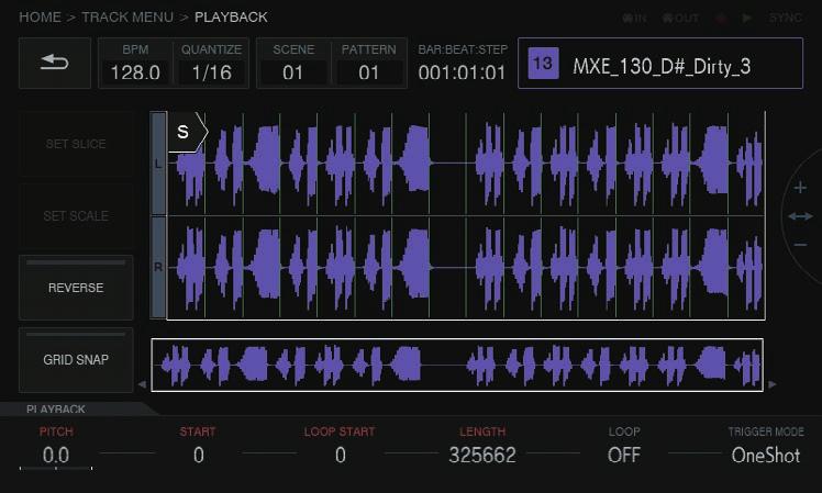 Setting the playback method of the sample sound source (PLAYBACK) The playback method of the sound source assigned to the track can be set.