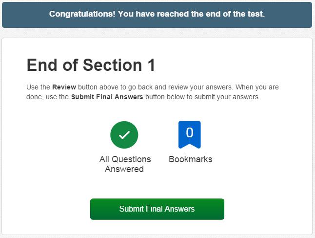 Submitting Final Answers: When the prompt has been fully answered, select the green Submit Final Answers button.