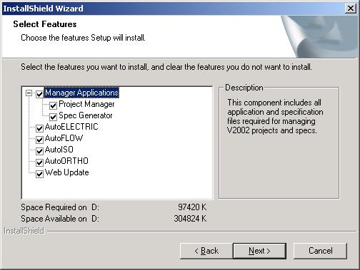 Installing 2D DESIGNER Dialog 8: Main Applications Installation Path All licensed installs Evaluation Only Action Click the box beside the applications you want to install; use the scroll bar to view