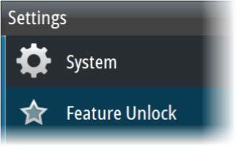 Ú Note: The Feature Unlock option is only available if your unit supports a locked feature. Select the Feature Unlock option in the Settings dialog and then the feature you want to unlock.
