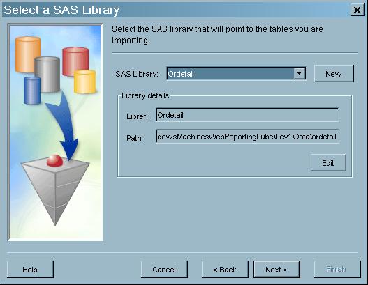 122 Select the Library That Contains the Tables 4 Chapter 8 Select the Library That Contains the Tables After you have connected to a SAS application server, use the Select a SAS Library window to
