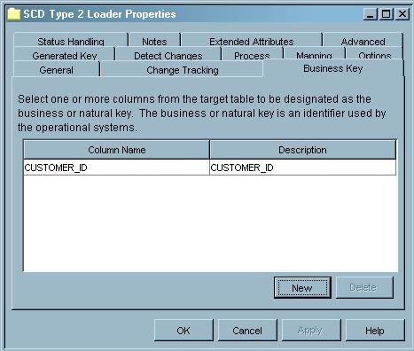 Using Slowly Changing Dimensions 4 Specify the Generated Key for the SCD Loader 209 3 In the column selection window, select the CUSTOMER_ID column and click OK.