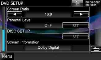 DVD, VCD DVD Setup You can set up the DVD playback functions. Each operation in this section can be started from the Top Menu screen. For details, see Operating With The Top Menu Screen (P.17).