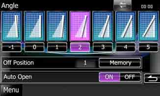 Cancel Quits memorization/recalling of settings. Display Setup 1 Touch [Menu] on any screen. 2 Touch [SETUP]. SETUP Menu screen appears. 3 Touch [Display]. Default is 0.