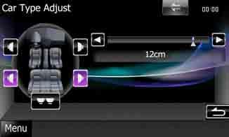 2 Touch the speaker you wish to adjust and set a delay time using [2] and [3] or slider bar. Front Speaker Select the location from Door / On Dash / Under Dash.