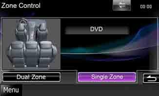 Audio Setting Up Zone Control You can select different sources for both front and rear positions in the vehicle. 1 Touch [Zone Control].