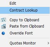 3.3 Adding Quotes Futures Lookup Dialog 1 On Contract cell, right click and select