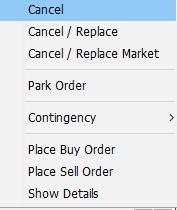To cancel and amend order from the chart, right click order from the chart slider.