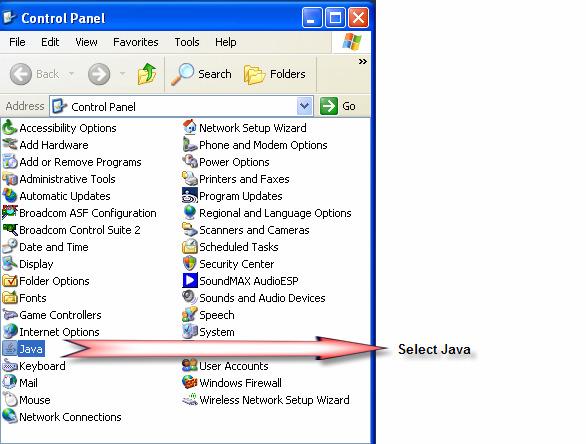 Step 2: (Entering Proxy Information into Java) Windows Open Java Application Manager 1.